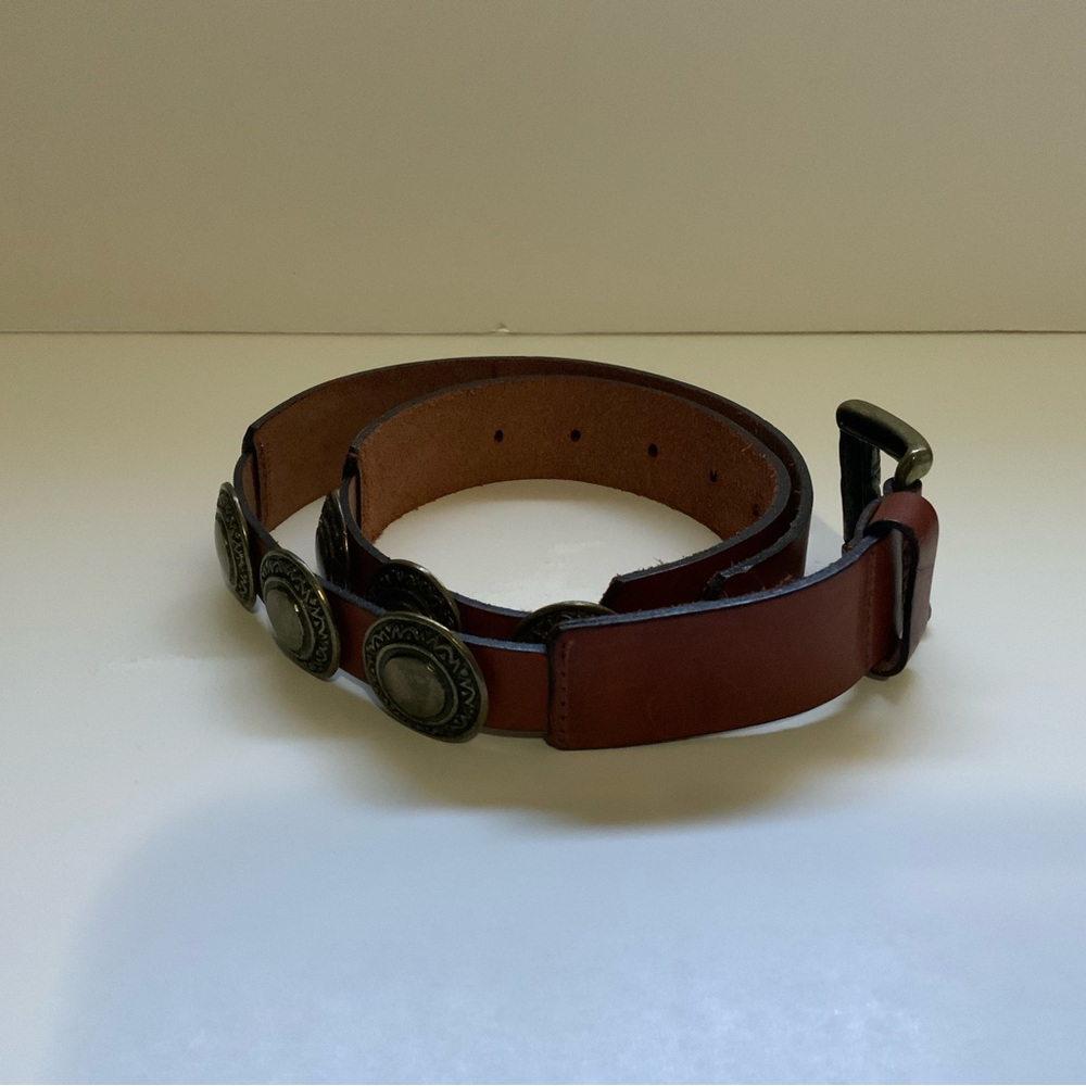 *Aimee Lynn Brown Leather Brass Concho BOHO Belt